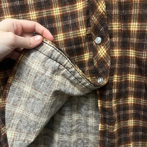 Vintage Lightweight Brown Plaid Button-Up - Picture 5 of 6